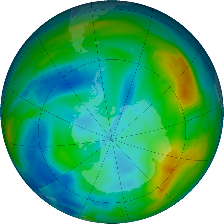 Antarctic ozone map for 12 June 1998